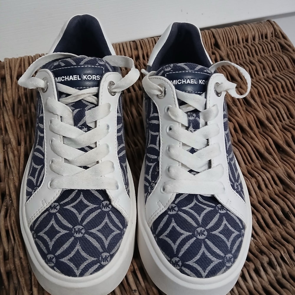 Michael Kors Navy and White Sneakers
